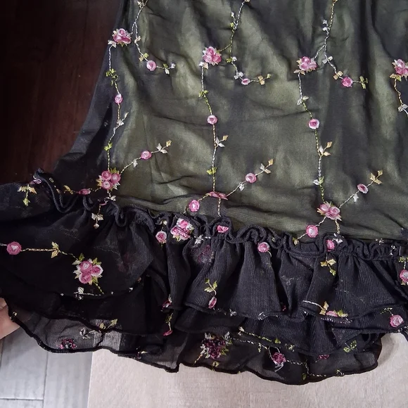 NWT Dolls Kill Delias A Day In My Life XL Green Floral Ruched Mini Dress!! - Picture 5 of 10